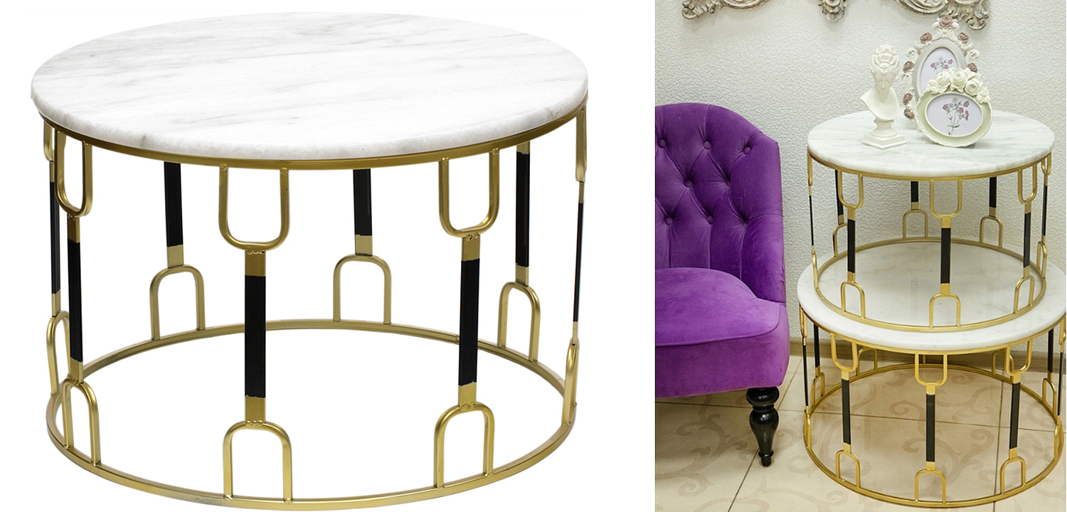 Приставной стол Dorius Side Table white marble Приставной стол Dorius Side Table white marble - Loft-Concept в Костроме