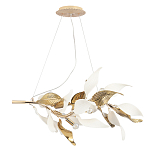 Люстра подвесная с декоративными белыми и золотыми листьями на текстурном основании Wintery flovers варинант исполнения - 1 | Loft Concept в Костроме
