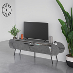 ТВ-тумба серая с 2-мя откидными дверцами и 2-мя открытыми полками CAPSULE TV STAND RETRO GREY варинант исполнения - 2 | Loft Concept в Костроме