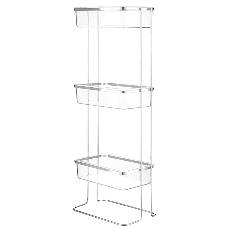 Полка напольная трехъярусная для ванной Bathroom Floor Shelf Хром Полка напольная трехъярусная для ванной Bathroom Floor Shelf Хром в Костроме | Loft Concept