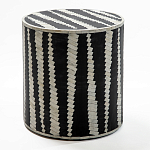 Приставной круглый столик с инкрустацией Black and White Geometry Stool варинант исполнения - 1 | Loft Concept в Костроме