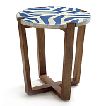 Приставной столик с инкрустацией Azure Reef Side Table - Bone Inlay варинант исполнения - 2 | Loft Concept в Костроме