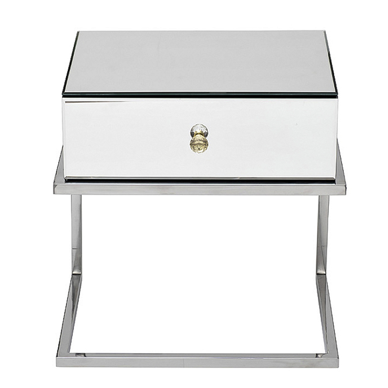Тумбочка зеркальная с ящиком Mirror Chrome Cabinet Зеркало Хром Тумбочка зеркальная с ящиком Mirror Chrome Cabinet Зеркало Хром в Костроме | Loft Concept