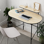 Стол письменный овальной формы с полкой LOUB WORKING TABLE BLACK OAK варинант исполнения - 5 | Loft Concept в Костроме