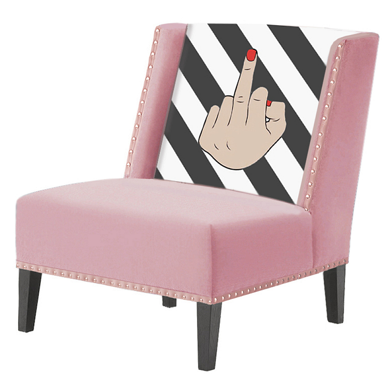 FUN Armchair "fuck off" pink Дизайнерское кресло с цветным принтом Розовый пастельный FUN Armchair "fuck off" pink Дизайнерское кресло с цветным принтом Розовый пастельный в Костроме | Loft Concept
