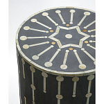 Приставной круглый столик с инкрустацией Mandika Bone Inlay Gray варинант исполнения - 1 | Loft Concept в Костроме