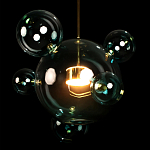 Подвесной светильник с прозрачными бирюзовыми стеклянными шарами и золотыми деталями Диаметр 46 Giopato & Coombes варинант исполнения - 4 | Loft Concept в Костроме