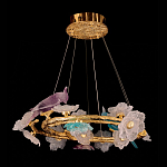 Люстра круглая на золотом каркасе с птичками и цветочным декором Miscellaneous herbs варинант исполнения - 5 | Loft Concept в Костроме