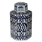 Ваза с крышкой и графическим узором в сине-белых цветах Blue & White Ornament  варинант исполнения - 2 | Loft Concept в Костроме