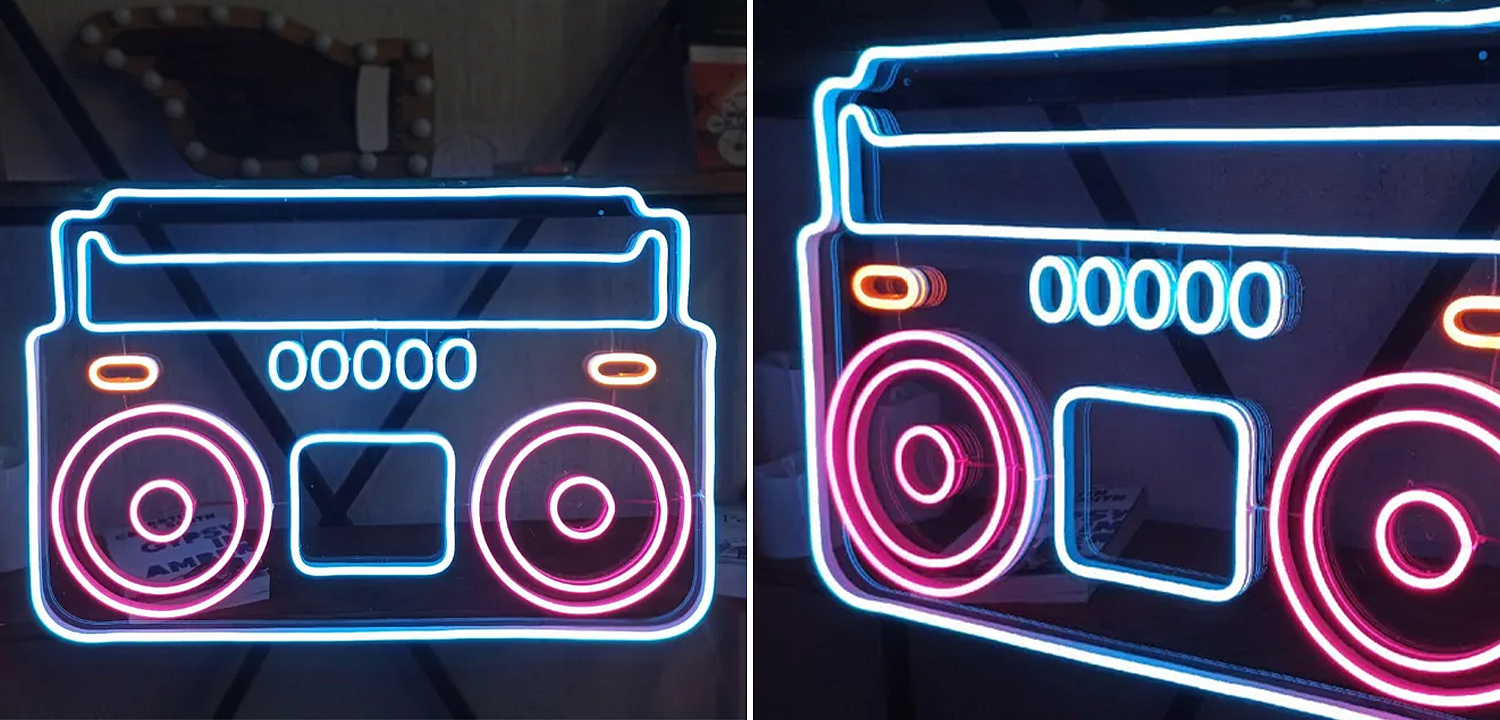 Неоновая настенная лампа Tape Recorder Neon Wall Lamp Неоновая настенная лампа Tape Recorder Neon Wall Lamp - Loft-Concept в Костроме