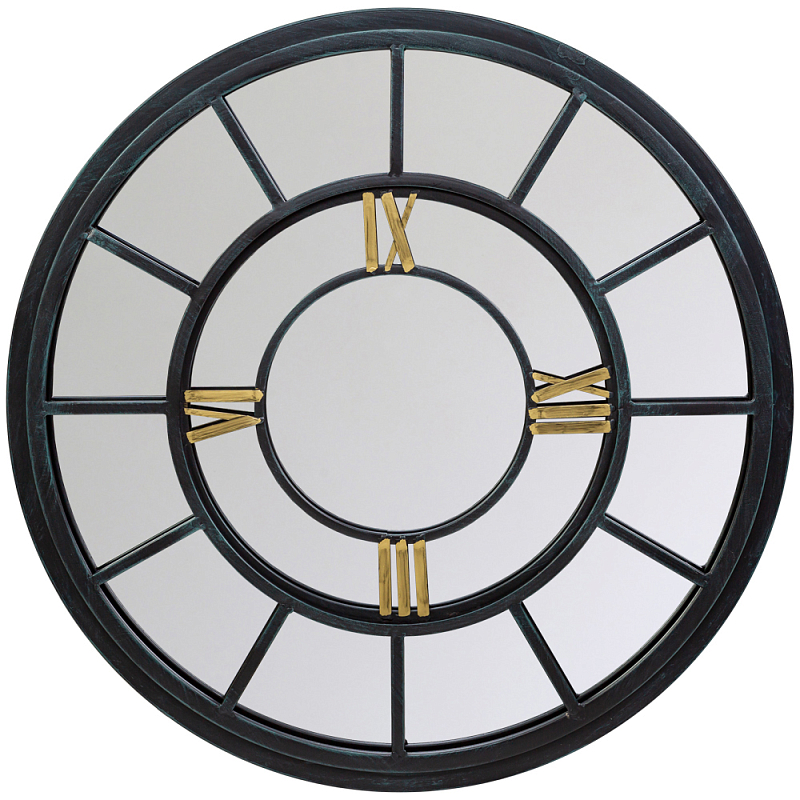 Зеркало настенное в чёрной металлической раме в виде часов Mirror Tower Clock Черный Зеркало Зеркало настенное в чёрной металлической раме в виде часов Mirror Tower Clock Черный Зеркало в Костроме | Loft Concept