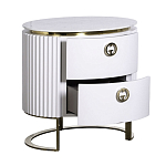 Тумбочка белая овальная с мраморной столешницей Thoroughbass варинант исполнения - 2 | Loft Concept в Костроме