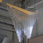 Люстра золотого цвета в форме галочки с каскадом длинных прозрачных трубок Eurofase варинант исполнения - 14 | Loft Concept в Костроме