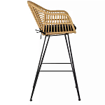 Стул барный с ротанговым плетением Half Bar Chair with Wicker с подлокотниками варинант исполнения - 3 | Loft Concept в Костроме
