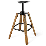 Барный стул со спинкой и металлической подставкой на 4-х деревянных ножках Коричневый Велюр Vendramin Chair варинант исполнения - 5 | Loft Concept в Костроме