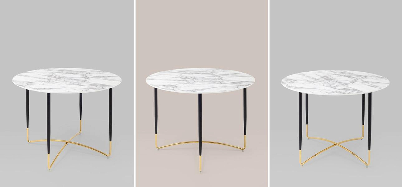 Стол обеденный круглый Garland Collection столешница белый мрамор Стол обеденный круглый Garland Collection столешница белый мрамор - Loft-Concept в Костроме