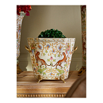 Кашпо с растительным и животным орнаментом на бронзовых ножках Turquoise Blooming Garden варинант исполнения - 4 | Loft Concept в Костроме