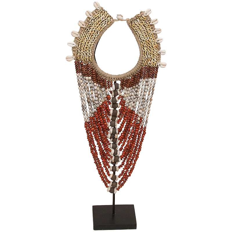 Этническое длинное ожерелье из бус и ракушек Aboriginal Long Necklace Red Beige Бежевый Красный Коричневый Этническое длинное ожерелье из бус и ракушек Aboriginal Long Necklace Red Beige Бежевый Красный Коричневый в Костроме | Loft Concept