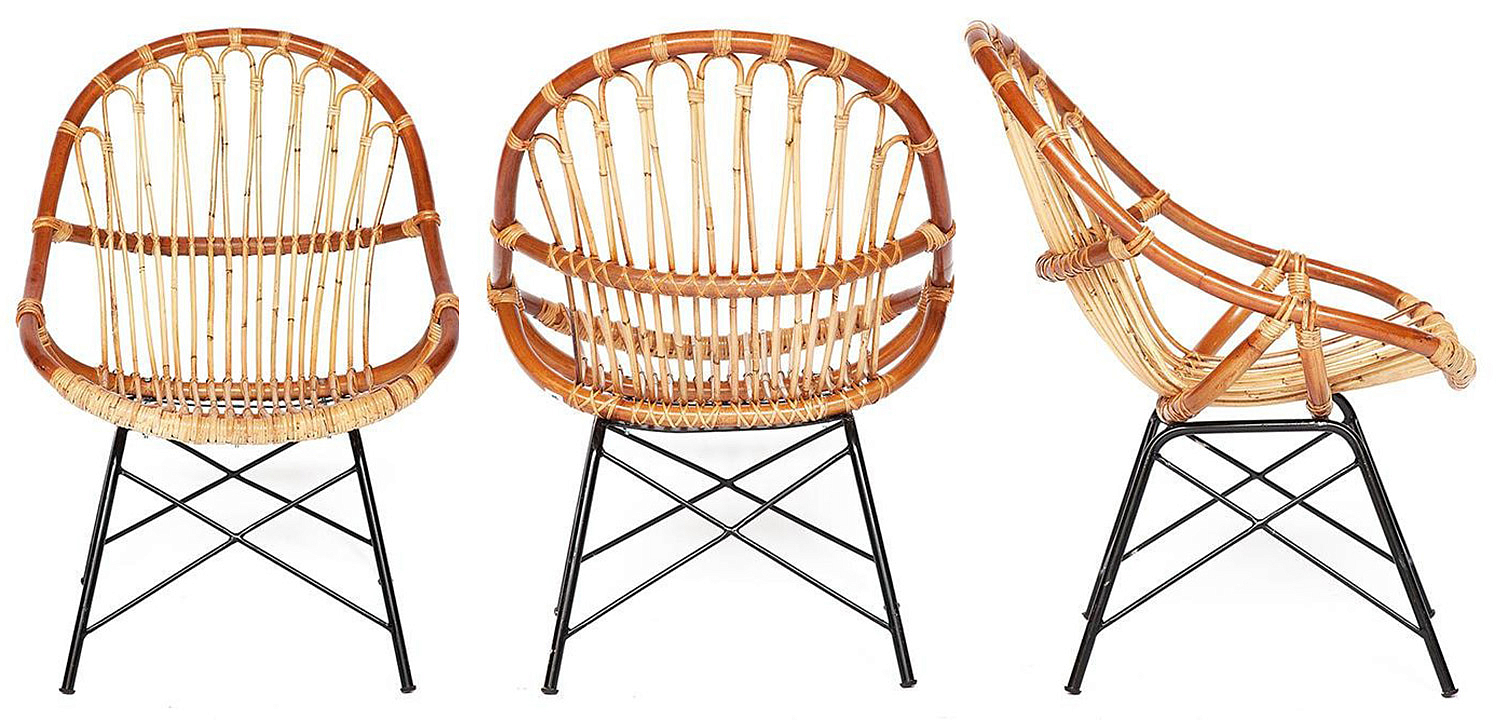 Кресло Rattan Wicker Chair Red Carcass Кресло Rattan Wicker Chair Red Carcass - Loft-Concept в Костроме