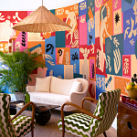 Обои ручная роспись в стиле Арт-деко Jazz Original colourway on painted silk with embroidery варинант исполнения - 1 | Loft Concept в Костроме