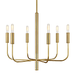 Люстра с 6-ю лампами на тонких изогнутых рожках в современном стиле Feiss варинант исполнения - 1 | Loft Concept в Костроме