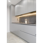 Прямой серый кухонный гарнитур с фрезерованным фасадом Idelle Kitchen Set варинант исполнения - 2 | Loft Concept в Костроме