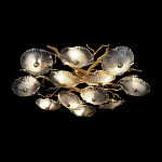 Потолочная люстра круглая ветвистыми бронзовыми элементами и стеклянными рифлеными дисками Textured Glass Chandelier варинант исполнения - 4 | Loft Concept в Костроме