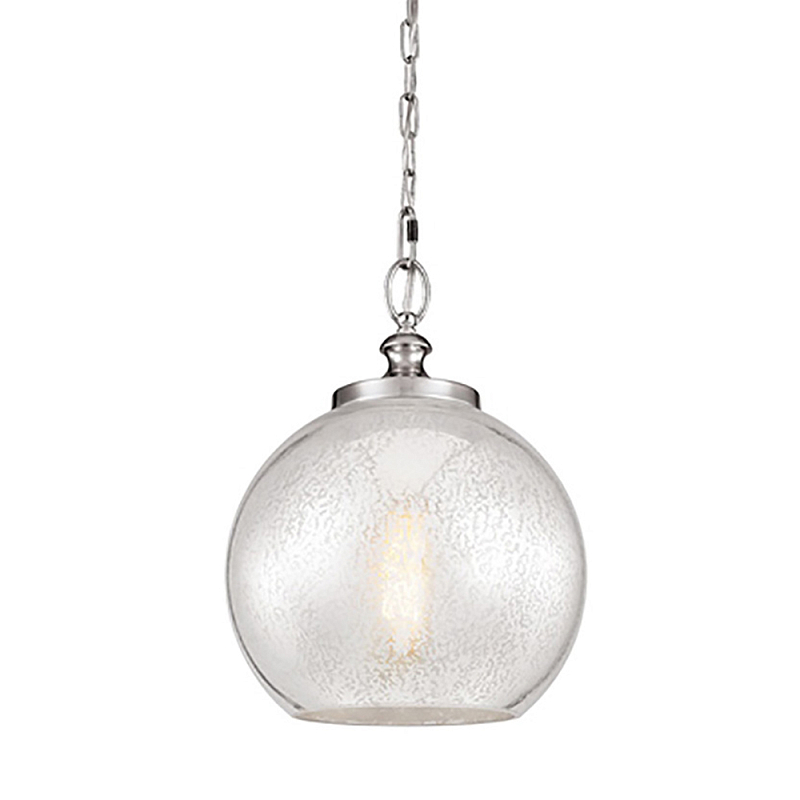 Подвесной светильник с прозрачным стеклянным плафоном в форме шара в современном стиле на цепи Feiss Сталь Прозрачное Стекло в Костроме | Loft Concept 