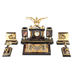 Настольный письменный набор из яшмы и долерита с декором Двуглавый орел Manager Organizer варинант исполнения - 1 | Loft Concept в Костроме