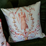 Декоративная подушка светло-зеленая с растительным орнаментом Raffael Angel Green Cushion варинант исполнения - 3 | Loft Concept в Костроме