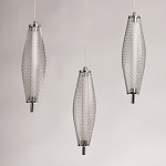 Люстра круглая каскадня с 5-ю плафонами из металлической сетки Mesh Lampshade Lighting варинант исполнения - 6 | Loft Concept в Костроме