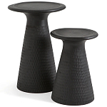 Круглый приставной столик из массива манго Piero Black Side Table варинант исполнения - 3 | Loft Concept в Костроме