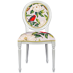 Стул светло-серый из натурального бука с изображением птиц и цветов Blooming Birds Red  варинант исполнения - 1 | Loft Concept в Костроме