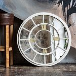 Зеркало настенное в белой металлической раме в виде часов Mirror Tower Clock варинант исполнения - 4 | Loft Concept в Костроме