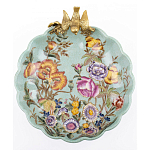 Блюдо из голубого фарфора с бронзовой птичкой Blue Garden варинант исполнения - 2 | Loft Concept в Костроме