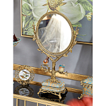 Зеркало с бронзовой подставкой в виде дерева и фарфоровыми птичками на голубом основании Eden Garden варинант исполнения - 4 | Loft Concept в Костроме