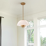 Подвесной светильник золотого цвета с полусферическим опаловым плафоном и декоративным элементом Elstead Lighting варинант исполнения - 7 | Loft Concept в Костроме