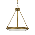 Люстра подвесная цвета латунь с плоским круглым матовым стеклянным плафоном на цепи Hinkley варинант исполнения - 1 | Loft Concept в Костроме