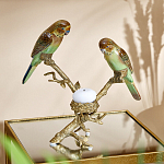 Подсвечник с двумя попугаями из фарфора на бронзовой ветке Eden Garden варинант исполнения - 1 | Loft Concept в Костроме