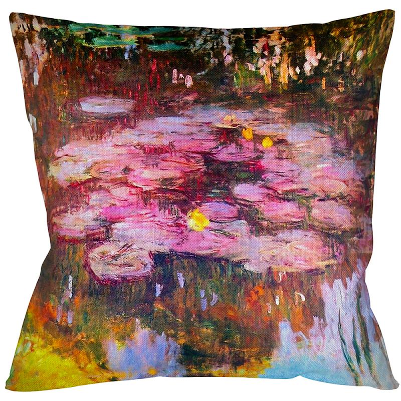Подушка декоративная Лилии водяные Impressionism in Art Мульти Бежевый Подушка декоративная Лилии водяные Impressionism in Art Мульти Бежевый в Костроме | Loft Concept