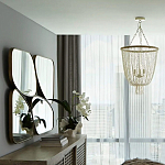 Зеркало в ассиметричной раме золотистого цвета Chaotic варинант исполнения - 4 | Loft Concept в Костроме