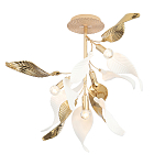 Люстра потолочная с белыми матовыми и золотыми глянцевыми листьями Wintery flovers варинант исполнения - 2 | Loft Concept в Костроме