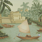 Обои ручная роспись River Scenes of Bengal Verdoyant варинант исполнения - 3 | Loft Concept в Костроме