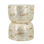 Приставной столик с мозаичным рисунком из раковин устриц Bone Inlay варинант исполнения - 2 | Loft Concept в Костроме