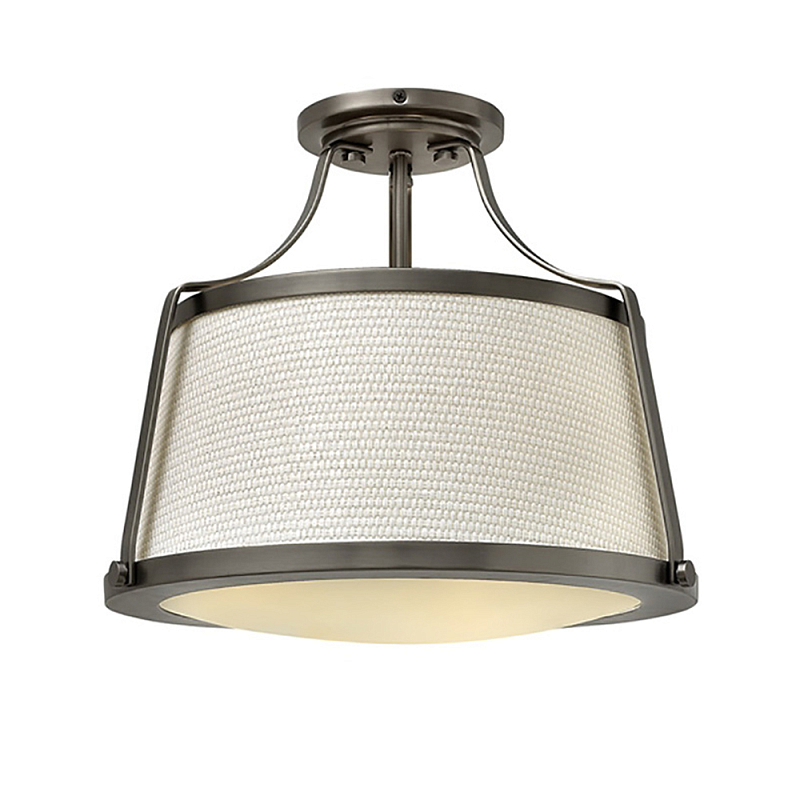 Потолочный светильник со светлым текстильным абажуром Hinkley Латунь Белый Никель в Костроме | Loft Concept 