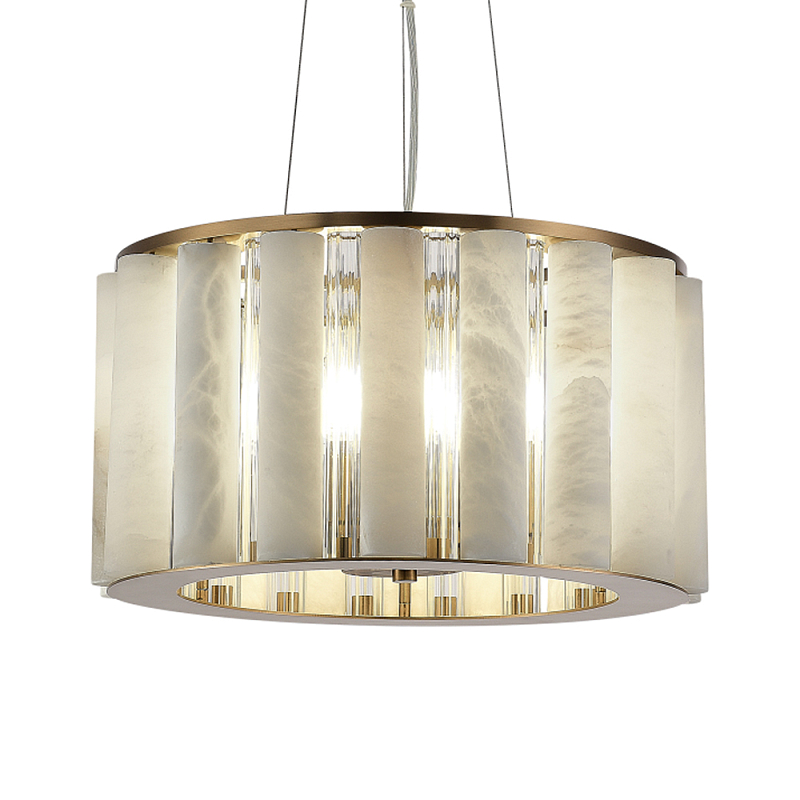 Люстра с абажуром из стекла и премиального алебастра Ravishment Прозрачный Белый Бронза в Костроме | Loft Concept 