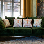 Декоративная подушка светло-зеленая с растительным орнаментом Raffael Floral Green Cushion варинант исполнения - 2 | Loft Concept в Костроме