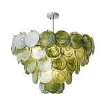 Люстра из зеленых стеклянных дисков с перламутровым эффектом Green Glowing Glaze варинант исполнения - 1 | Loft Concept в Костроме