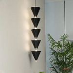 Подвесной светильник светодиодный в виде ряда черных металлических конусов  Herringbone варинант исполнения - 3 | Loft Concept в Костроме