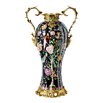 Ваза из фарфора черная с цветочной росписью и бронзовыми элементами Spring Garden варинант исполнения - 1 | Loft Concept в Костроме